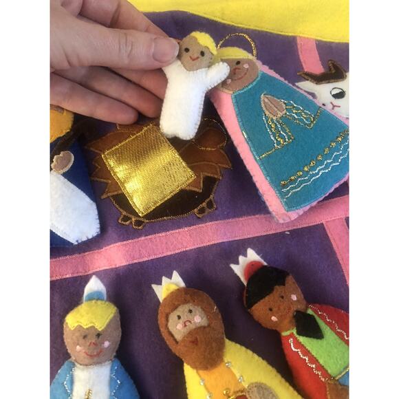 VTG Pockets of Learning Christmas Nativity Scene Walk Hanger Complete Hook Loop - Picture 3 of 10